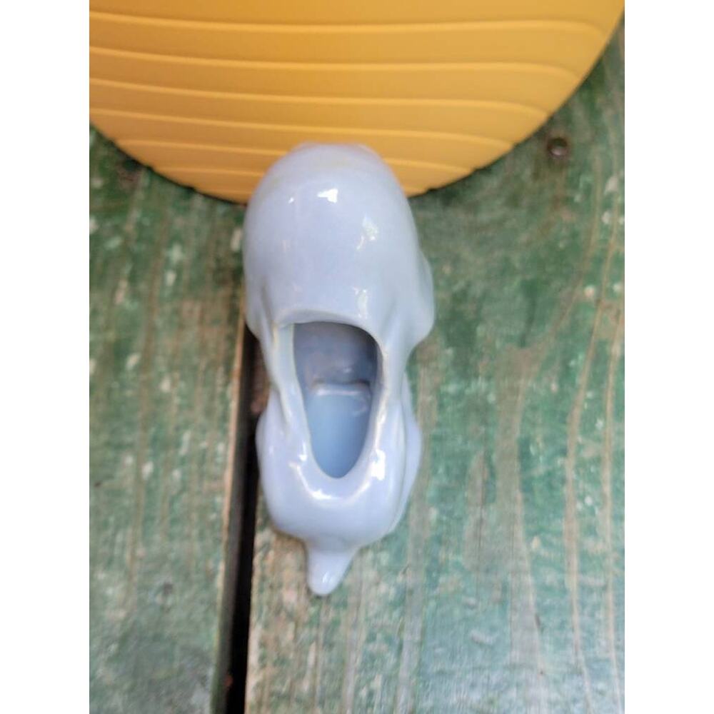 Vintage Ceramic Hound Dog Planter Small Blue Succulent Pot Sad Eyes Basset Hound - Picture 4 of 5